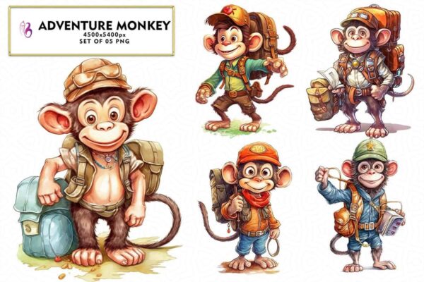 adventure-monkey-sublimation-clipart