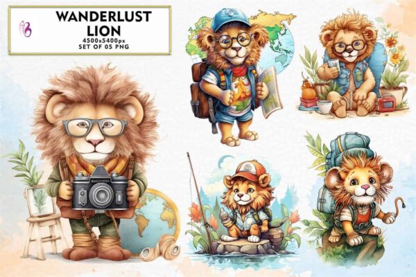 wanderlust-lion-sublimation-clipart