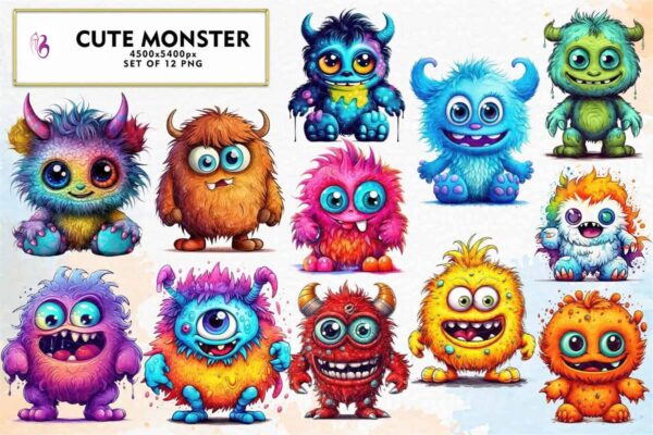 cute-monster-watercolor-sublimation