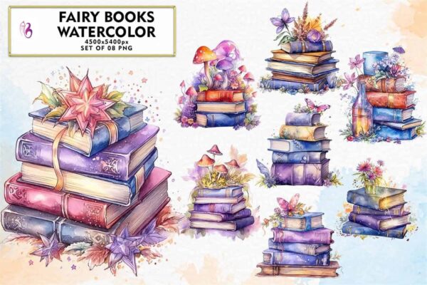 fairy-books-watercolor-sublimation