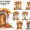 Watercolor Autumn Doors Sublimation watercolor-autumn-doors-sublimation