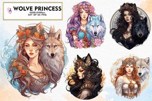 wolve-princess-watercolor-sublimation