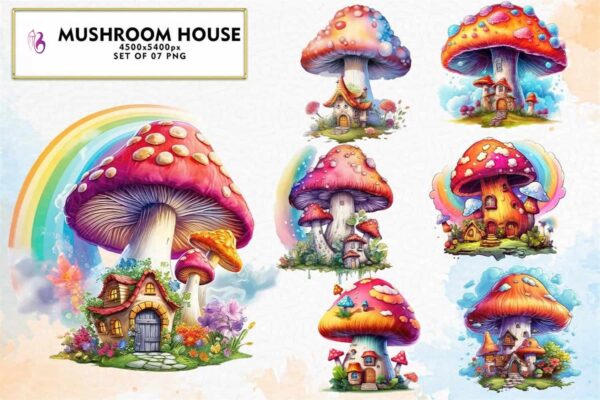 mushroom-house-watercolor-sublimation