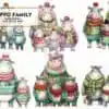 Christmas Family Hippo Watercolor PNG christmas-family-hippo-watercolor-png