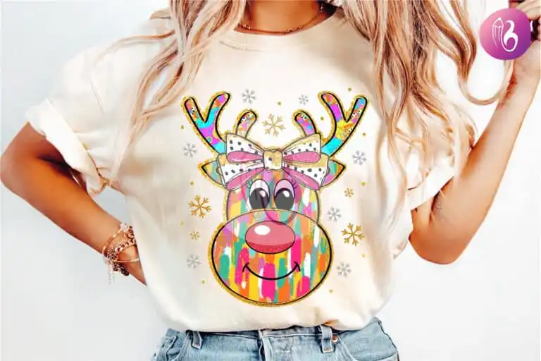 colorful-coquette-christmas-reindeer-png