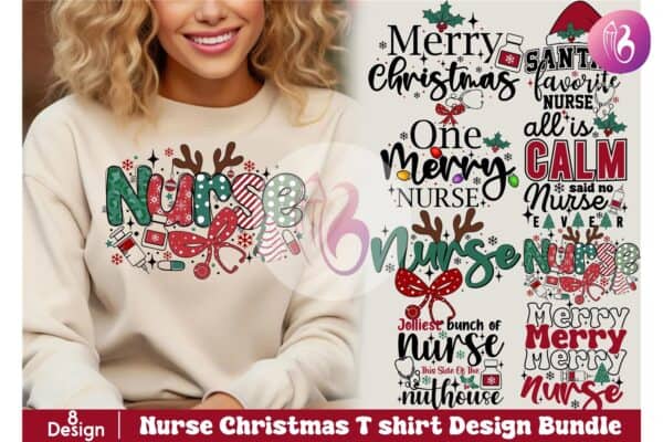 nurse-christmas-t-shirt-design-bundle