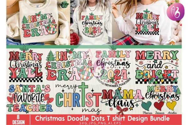christmas-dalmatian-dots-t-shirt-bundle
