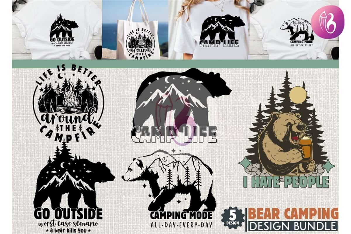 camping-bear-t-shirt-design-bundle