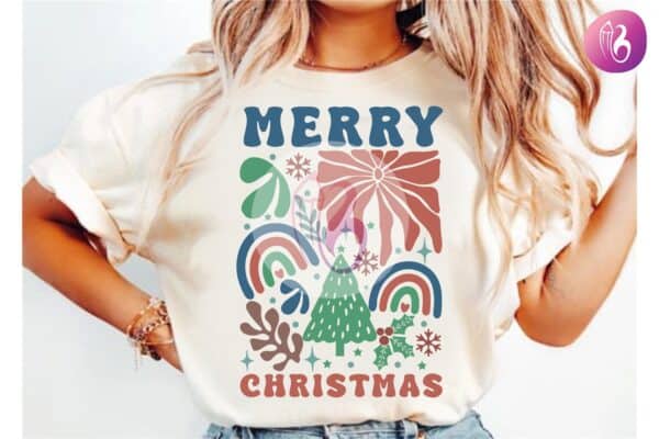 merry-christmas-boho-tree-flower-t-shirt