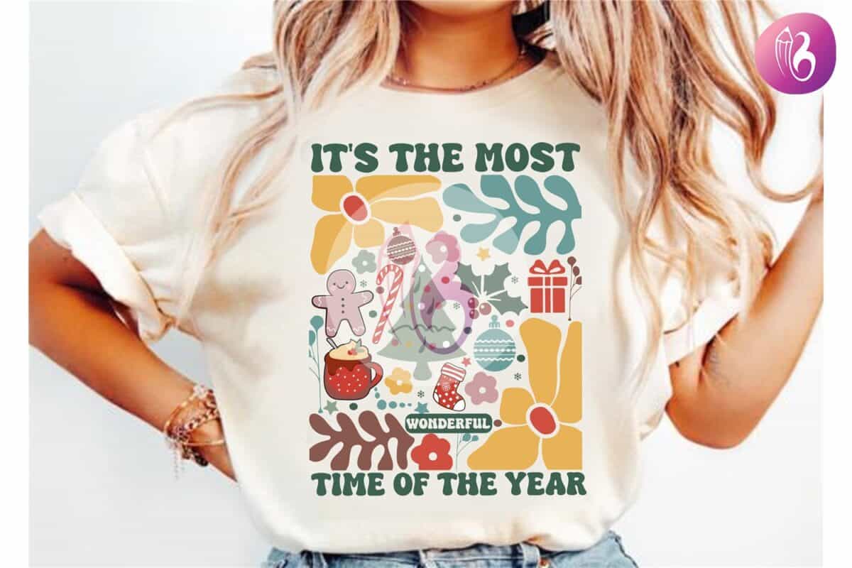 boho-floral-christmas-tree-t-shirt-png