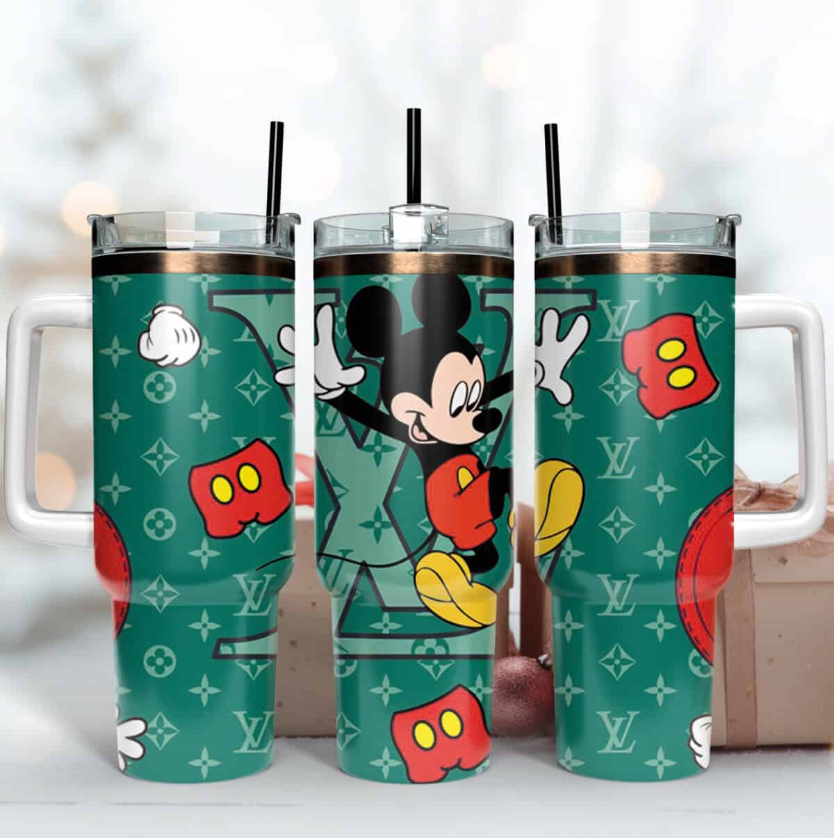 Mickey LV Logo Pattern, 40Oz Tumbler, LV Logo Tumbler