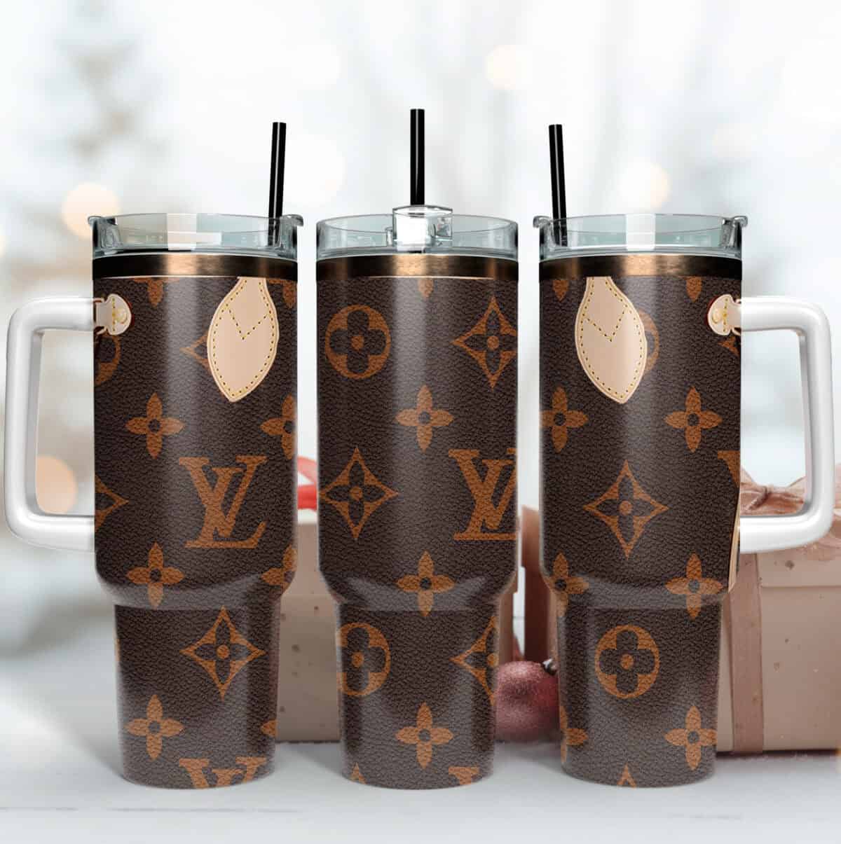 LV Golden Tumbler, 40Oz Tumbler, Cold Cup Wrap
