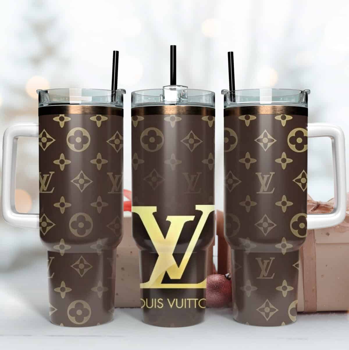 Brown LV Pattern Tumbler, LV Logo 40Oz Tumbler
