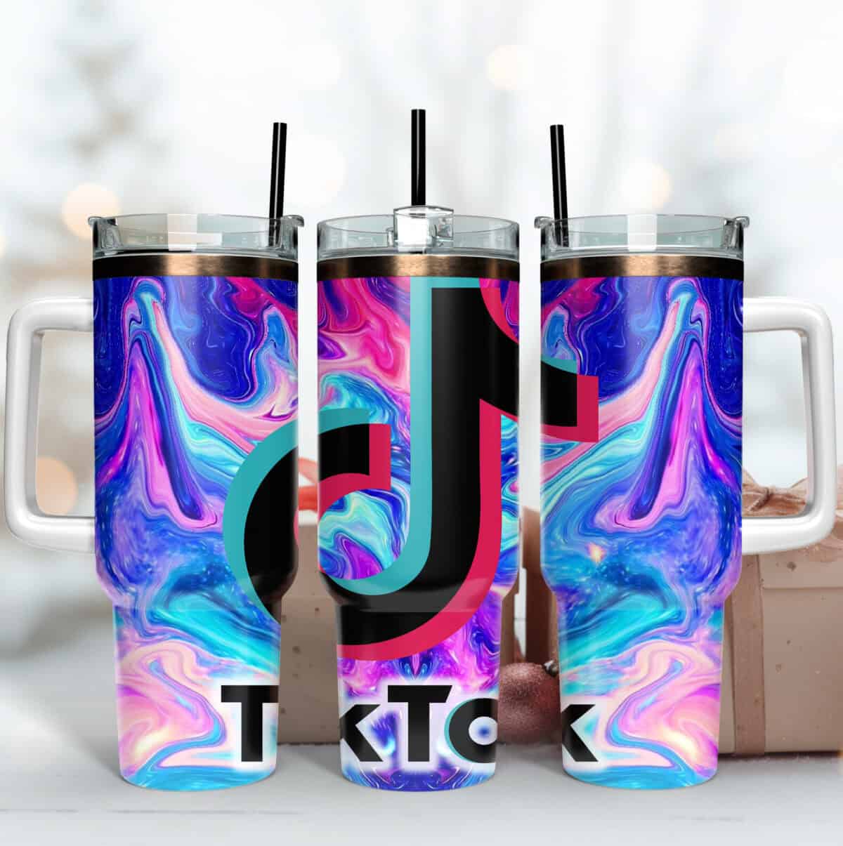 Tiktok Logo Tumbler Wrap, Tiktok Tumbler Png, 40Oz Tumbler