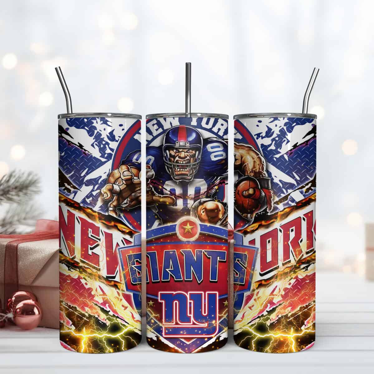 New York Giants Mascot 20oz Tumbler Wrap, Football Mascot 20Oz Tumbler