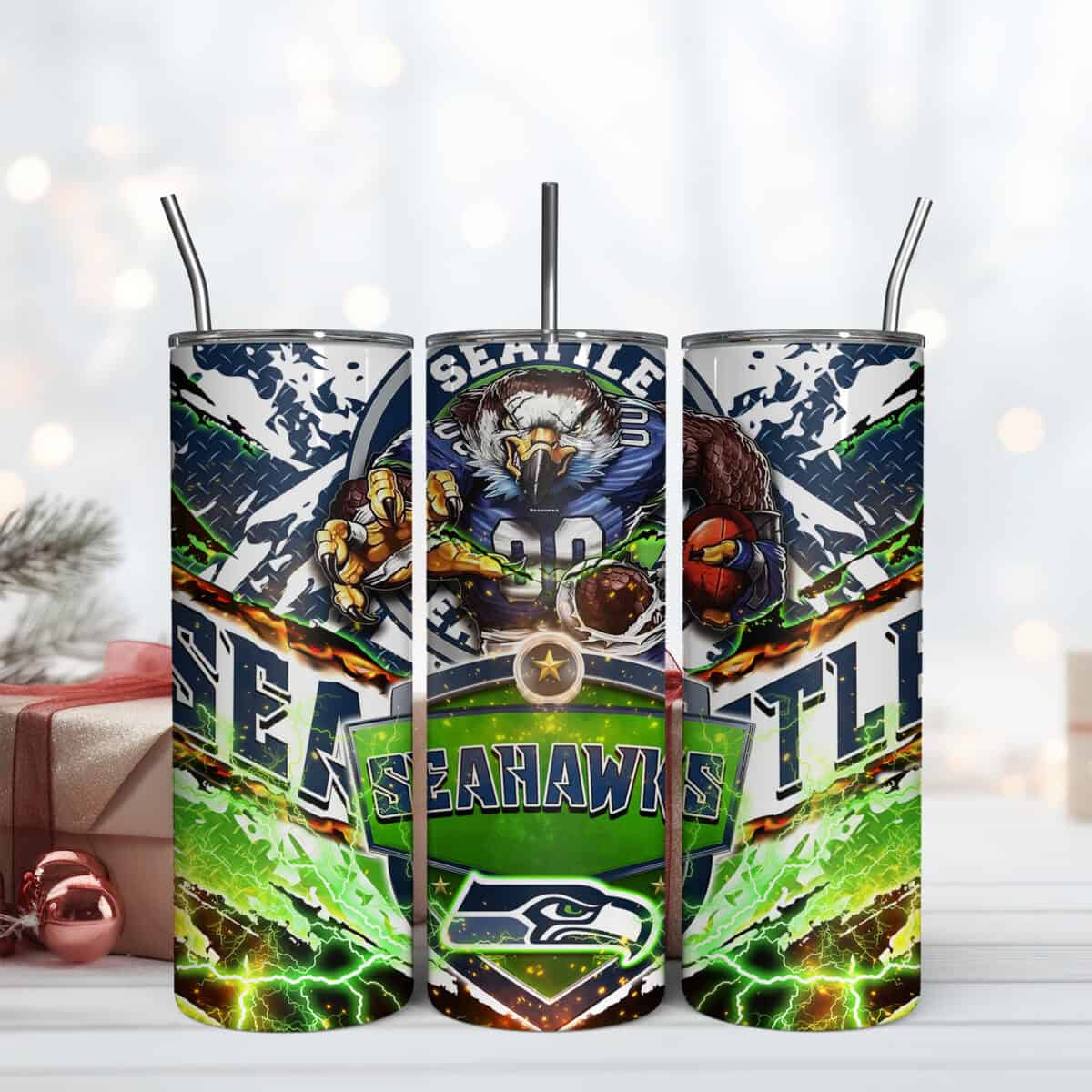 Seattle Seahawks Mascot 20oz Tumbler Wrap, Football Mascot 20Oz Tumbler