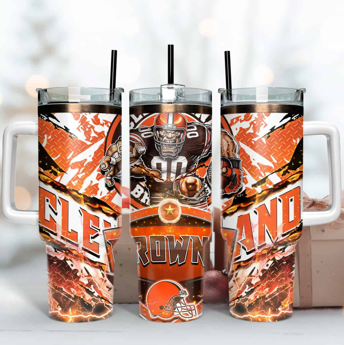 Cleveland Browns Mascot 40oz Tumbler Wrap, Football Mascot 40Oz Tumbler
