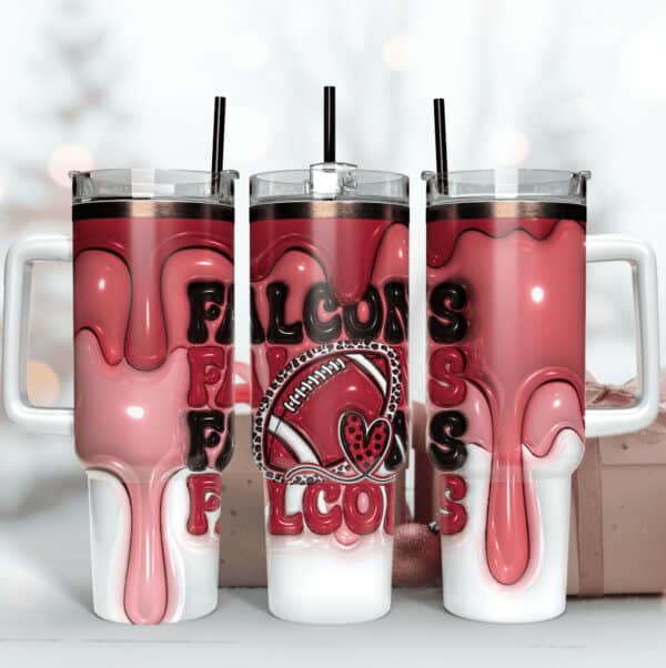 Atlanta Falcons Inflated Puff Skinny Tumbler 40Oz, Football Tumbler Straight and Tapered