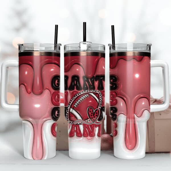 New York Giants Inflated Puff Skinny Tumbler 40Oz, Football Tumbler Straight and Tapered