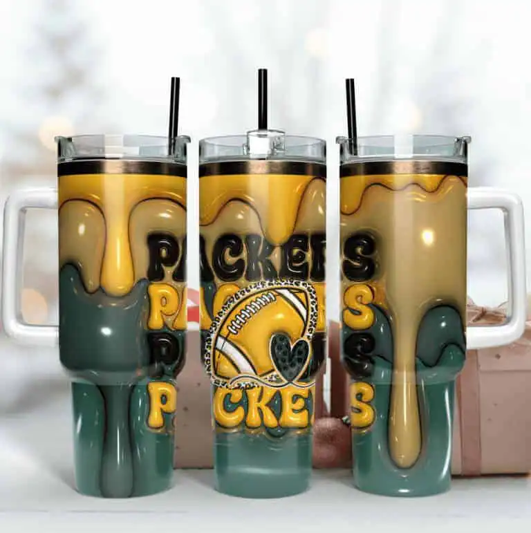 Green Bay Packers Inflated Puff Skinny Tumbler 40Oz