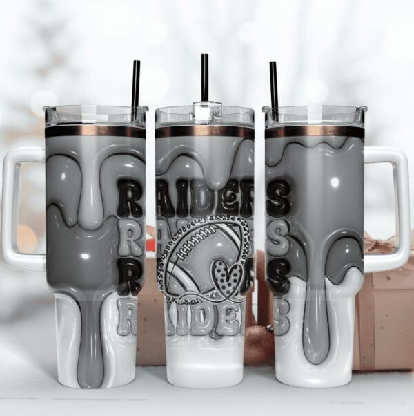 Las Vegas Raiders Inflated Puff Skinny Tumbler 40Oz, Football Tumbler Straight and Tapered