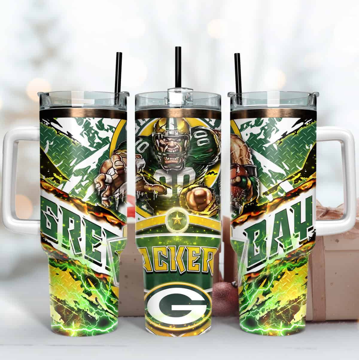 Green Bay Packers Football Mascot 40Oz Tumbler, NFL Mascot Tumbler Design