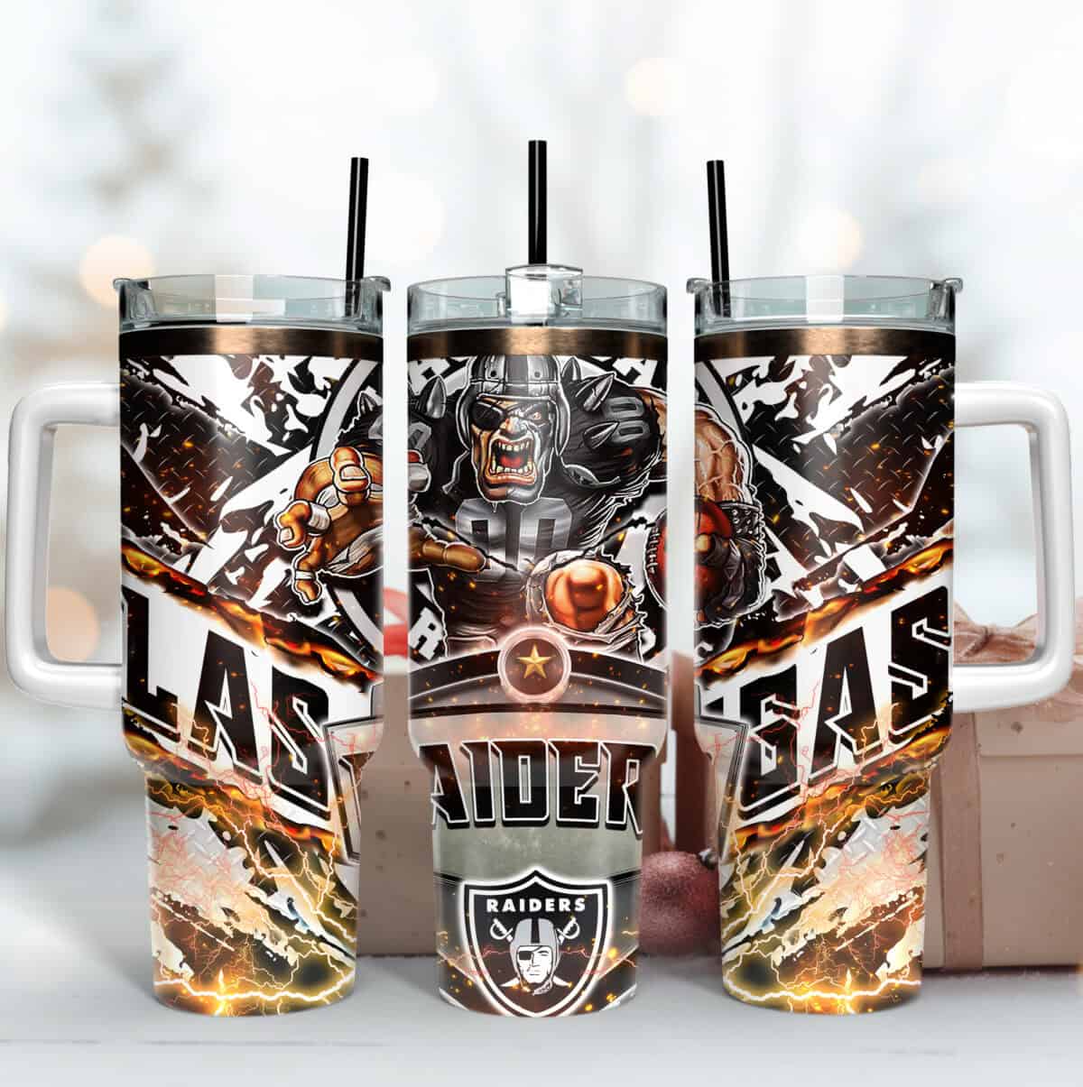 Las Vegas Raiders Football Mascot 40Oz Tumbler, NFL Mascot Tumbler Design